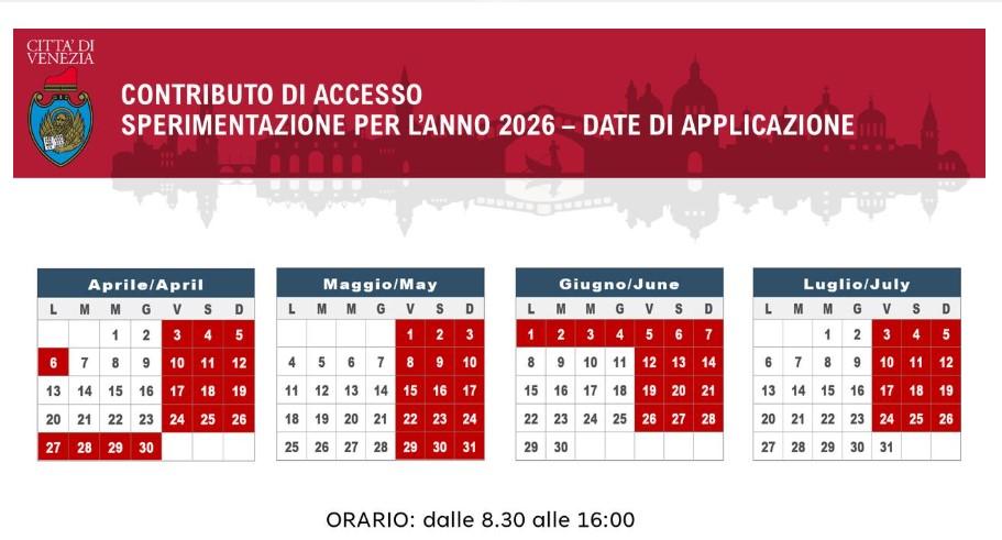 Ticket di ingresso a Venezia (Contributo d'accesso) - Nuove date e regole per il 2026 3 cda 2026 date 1